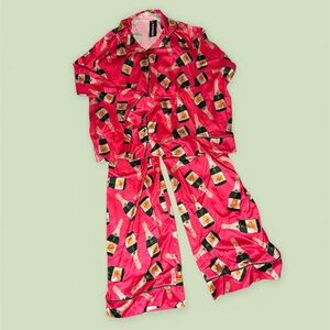 Sheshow super comfy silky 2 piece pajama set fun champagne bottle print  NWT